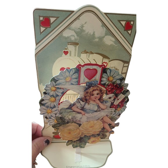 Vintage valentines greeting card Merrimack pop up 3d Victorian Train - Picture 2 of 6